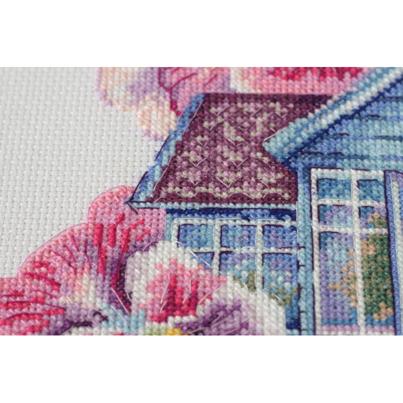 Counted Cross stitch kit Violet house DIY Unprinted canvas - DIY-craftkits