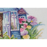 Counted Cross stitch kit Violet house DIY Unprinted canvas - DIY-craftkits