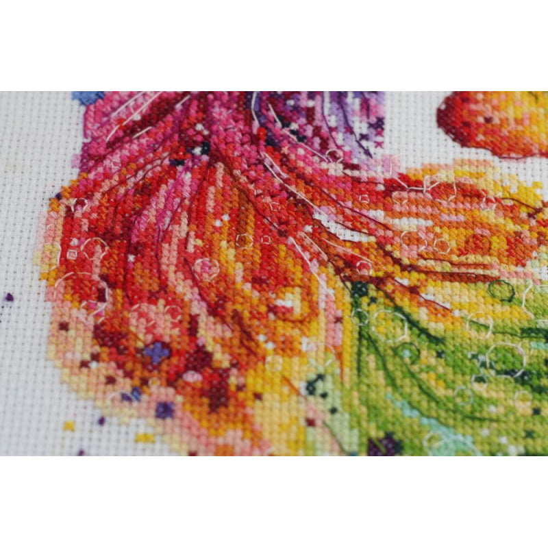 Counted Cross stitch kit Rainbow fish DIY Unprinted canvas - DIY-craftkits