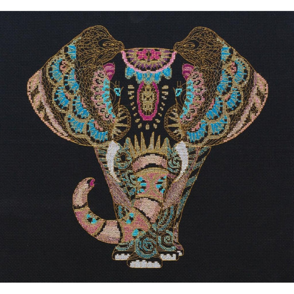 Counted Cross stitch kit Gold elephants DIY Unprinted canvas - DIY-craftkits