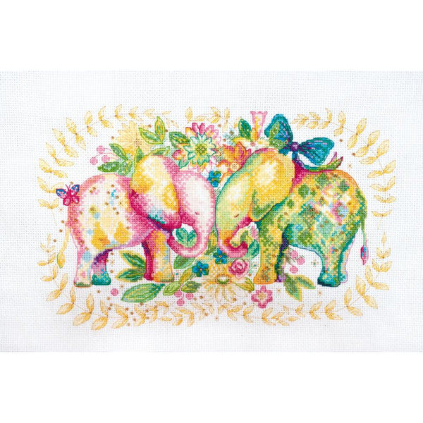 Counted Cross stitch kit Elephants DIY Unprinted canvas - DIY-craftkits