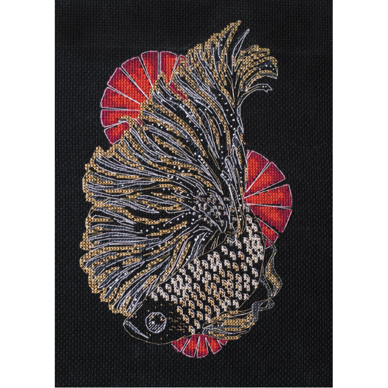 Counted Cross stitch kit Black oranda DIY Unprinted canvas - DIY-craftkits