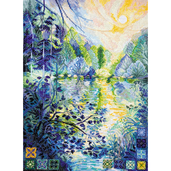Counted Cross stitch kit Dawn over the river DIY Unprinted canvas - DIY-craftkits