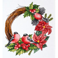 Counted Cross stitch kit Christmas wreath DIY Unprinted canvas - DIY-craftkits