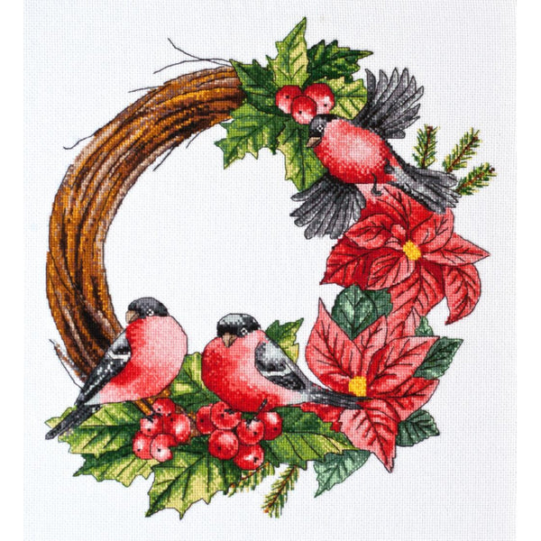 Counted Cross stitch kit Christmas wreath DIY Unprinted canvas - DIY-craftkits