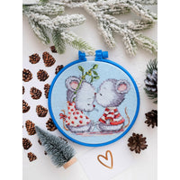 Counted Cross stitch kit Mice in love DIY Unprinted canvas - DIY-craftkits