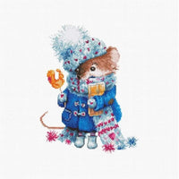 Counted Cross stitch kit Christmas mouse Luca-S DIY Unprinted canvas - DIY-craftkits