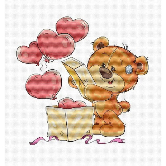 Counted Cross stitch kit Teddy bear Luca-S DIY Unprinted canvas - DIY-craftkits