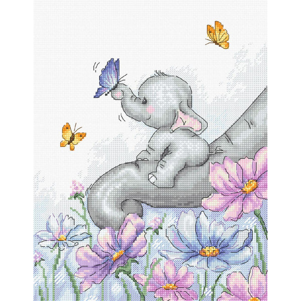 Counted Cross stitch kit Elephant with bow tie Luca-S DIY Unprinted canvas - DIY-craftkits