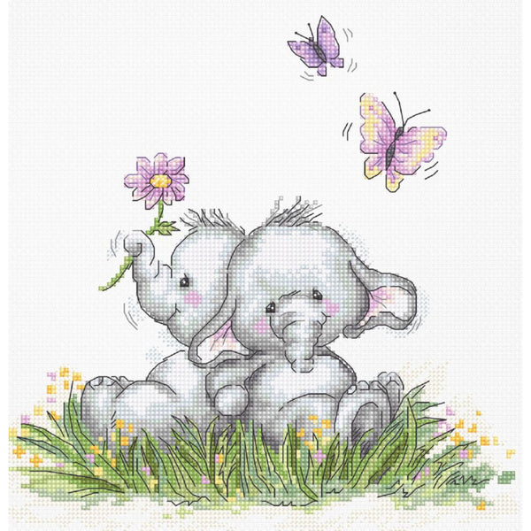 Counted Cross stitch kit Elephants Luca-S DIY Unprinted canvas - DIY-craftkits