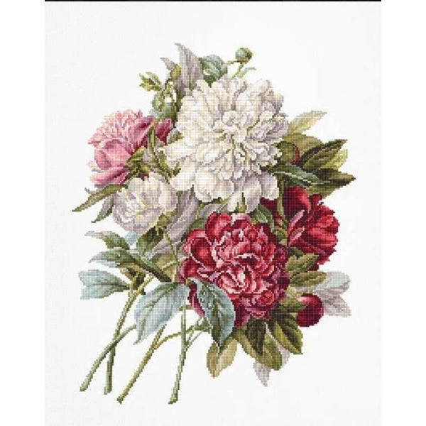 Counted Cross stitch kit Peonies Luca-S DIY Unprinted canvas - DIY-craftkits