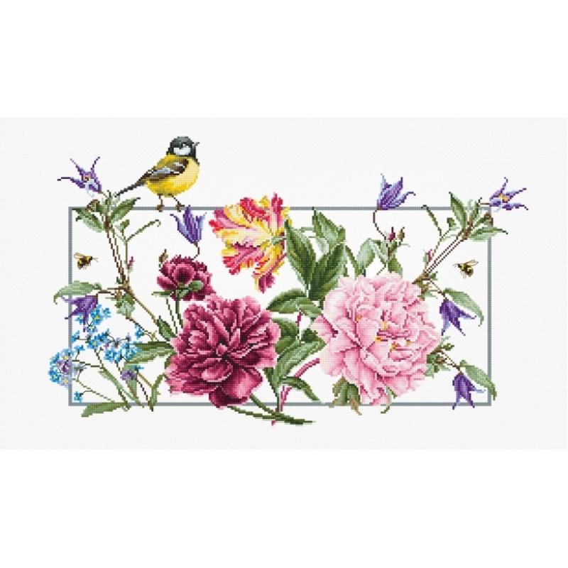 Counted Cross stitch kit Spring flowers Luca-S DIY Unprinted canvas - DIY-craftkits