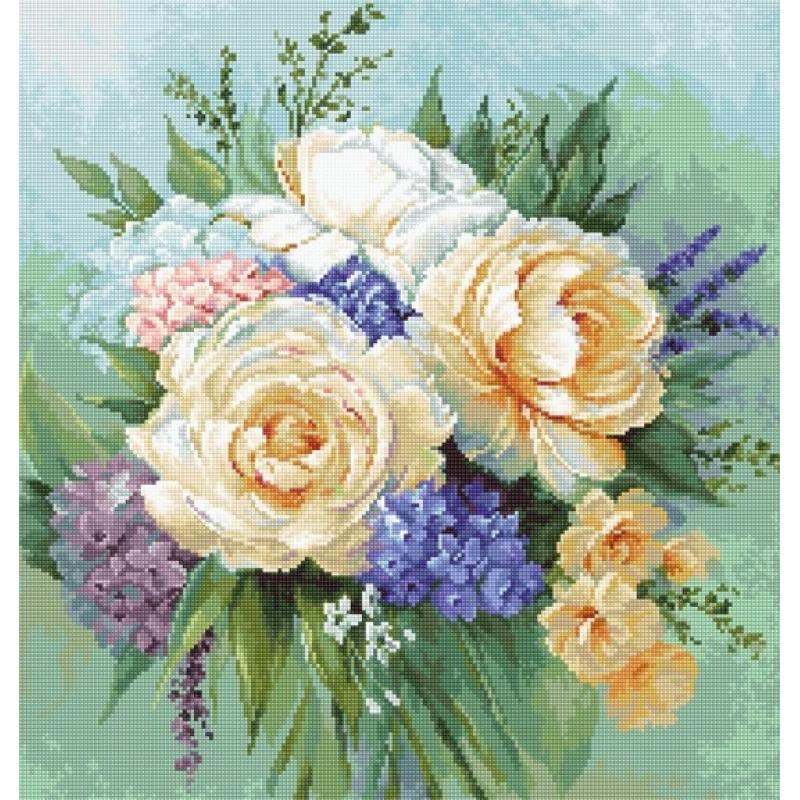 Counted Cross stitch kit Flower bouquet Luca-S DIY Unprinted canvas - DIY-craftkits