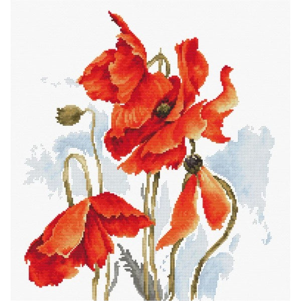 Counted Cross stitch kit Poppies Luca-S DIY Unprinted canvas - DIY-craftkits