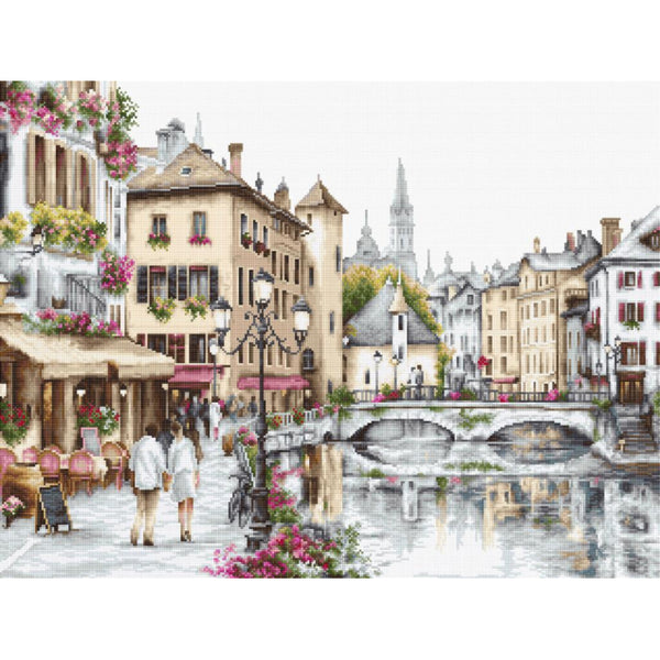Counted Cross stitch kit Lake Annecy Luca-S DIY Unprinted canvas - DIY-craftkits