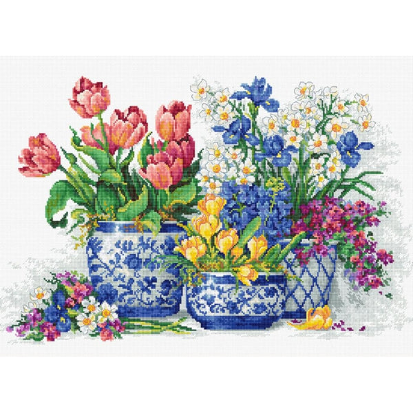 Counted Cross stitch kit Spring flowers Luca-S DIY Unprinted canvas - DIY-craftkits