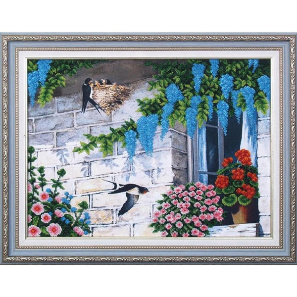 Bead embroidery kit Bird home DIY Beadwork Beading Bead stitching - DIY-craftkits