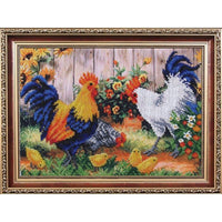 Bead embroidery kit Poultry yard DIY Beadwork Beading Bead stitching - DIY-craftkits