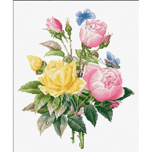 Counted Cross stitch kit Yellow roses Luca-S DIY Unprinted canvas - DIY-craftkits