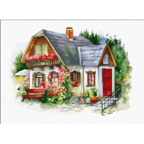 Counted Cross stitch kit Country house Luca-S DIY Unprinted canvas - DIY-craftkits