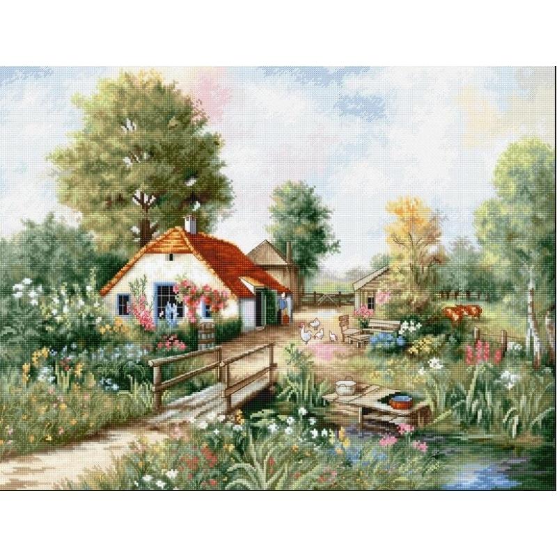 Counted Cross stitch kit Rural landscape Luca-S DIY Unprinted canvas - DIY-craftkits