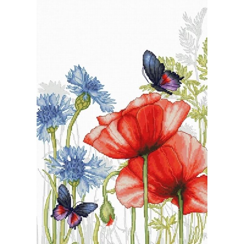 Counted Cross stitch kit Poppies Luca-S DIY Unprinted canvas - DIY-craftkits