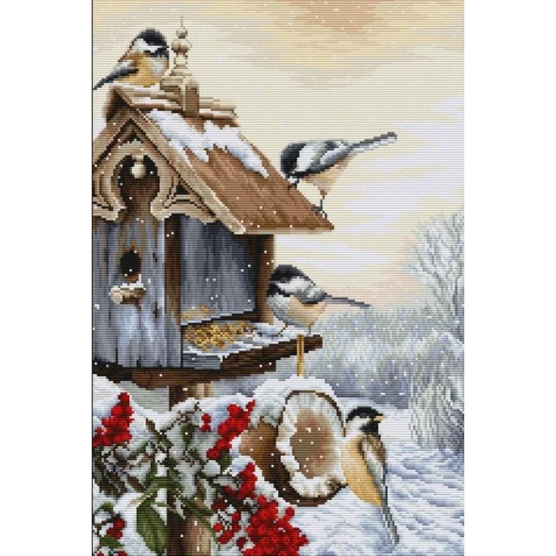 Counted Cross stitch kit Bird house Luca-S DIY Unprinted canvas - DIY-craftkits