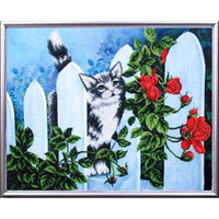 Bead embroidery kit Cat DIY Beadwork Beading Bead stitching - DIY-craftkits