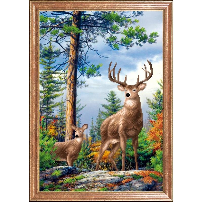 Bead embroidery kit Deers DIY Beadwork Beading Bead stitching - DIY-craftkits