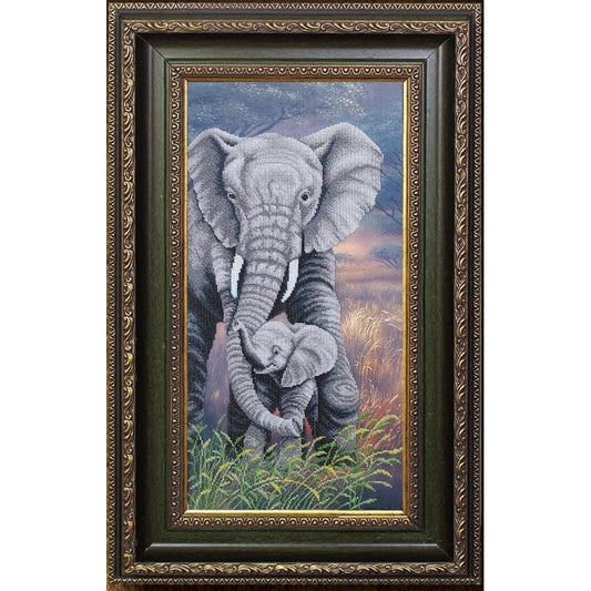 Bead embroidery kit Elephants DIY Beadwork Beading Bead stitching - DIY-craftkits