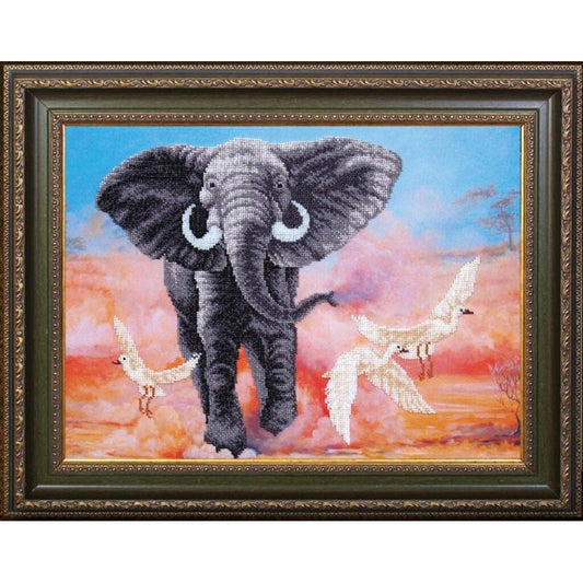 Bead embroidery kit Elephant DIY Beadwork Beading Bead stitching - DIY-craftkits