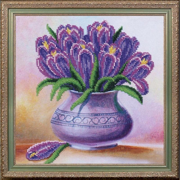 Bead embroidery kit Crocuses DIY Beadwork Beading Bead stitching - DIY-craftkits