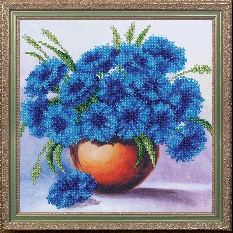 Bead embroidery kit Cornflowers DIY Beadwork Beading Bead stitching - DIY-craftkits