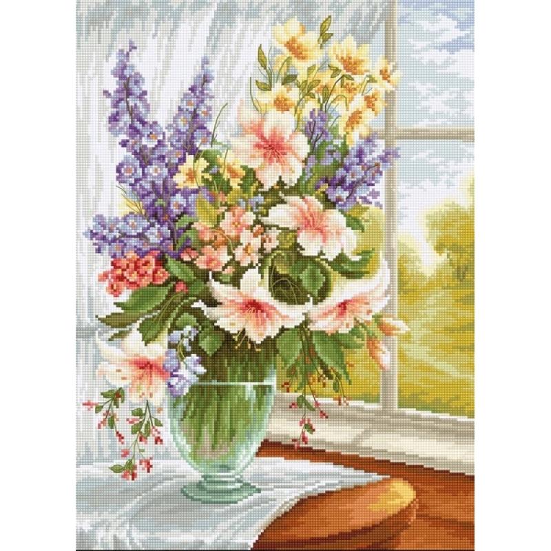 Counted Cross stitch kit Flowers by the window Luca-S DIY Unprinted canvas - DIY-craftkits