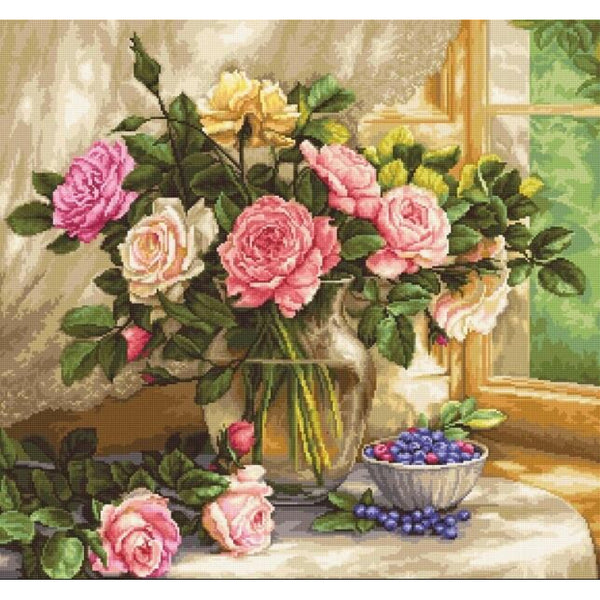 Gobelin kit Tapestry kit Still life with blueberries Luca-S DIY Unprinted canvas - DIY-craftkits