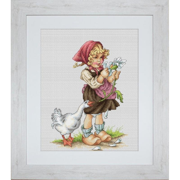 Counted Cross stitch kit Girl with a goose Luca-S DIY Unprinted canvas - DIY-craftkits