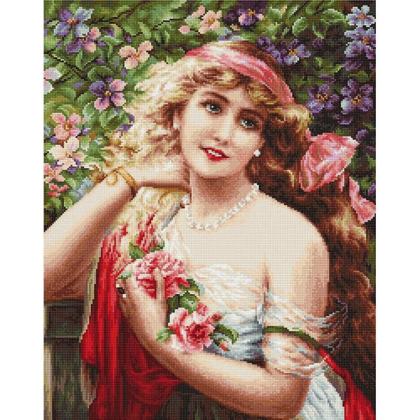 Counted Cross stitch kit Girl with roses Luca-S DIY Unprinted canvas - DIY-craftkits