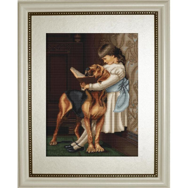 Counted Cross stitch kit Girl with dog Luca-S DIY Unprinted canvas - DIY-craftkits