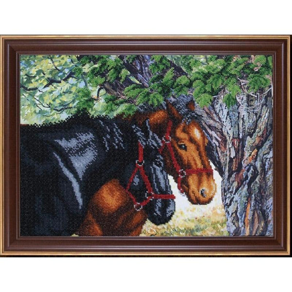 Bead embroidery kit Horses DIY Beadwork Beading Bead stitching - DIY-craftkits