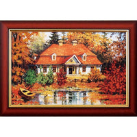 Bead embroidery kit Lake house DIY Beadwork Beading Bead stitching - DIY-craftkits