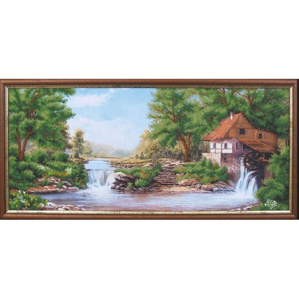 Bead embroidery kit Water Mill DIY Beadwork Beading Bead stitching - DIY-craftkits