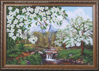 Bead embroidery kit Apple trees DIY Beadwork Beading Bead stitching - DIY-craftkits