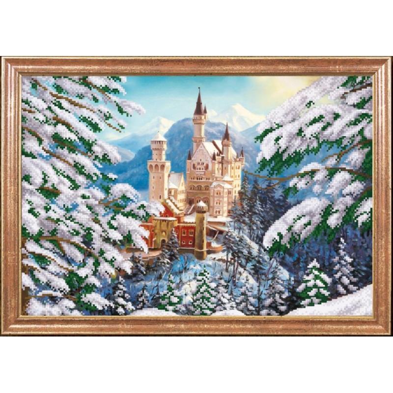 Bead embroidery kit Winter castle DIY Beadwork Beading Bead stitching - DIY-craftkits