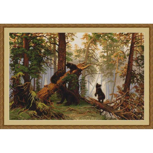 Counted Cross stitch kit Morning in a pine forest Luca-S DIY Unprinted canvas - DIY-craftkits