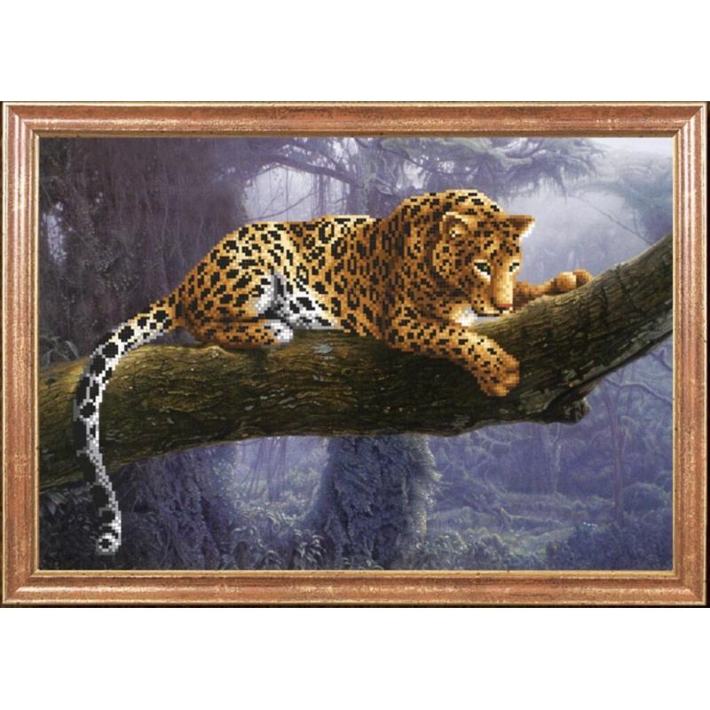 Bead embroidery kit Leopard DIY Beadwork Beading Bead stitching - DIY-craftkits