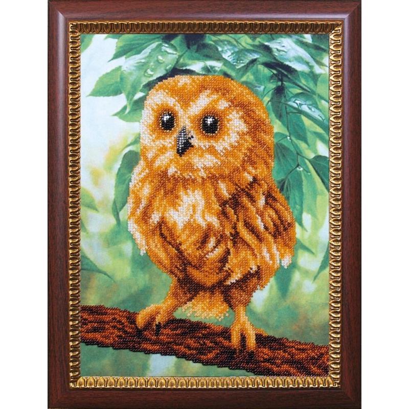 Bead embroidery kit Owl DIY Beadwork Beading Bead stitching - DIY-craftkits