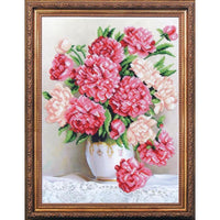 Bead embroidery kit Peonies DIY Beadwork Beading Bead stitching - DIY-craftkits