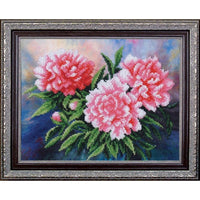 Bead embroidery kit Peonies DIY Beadwork Beading Bead stitching - DIY-craftkits