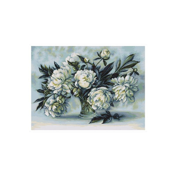 Counted Cross stitch kit Peonies Luca-S DIY Unprinted canvas - DIY-craftkits