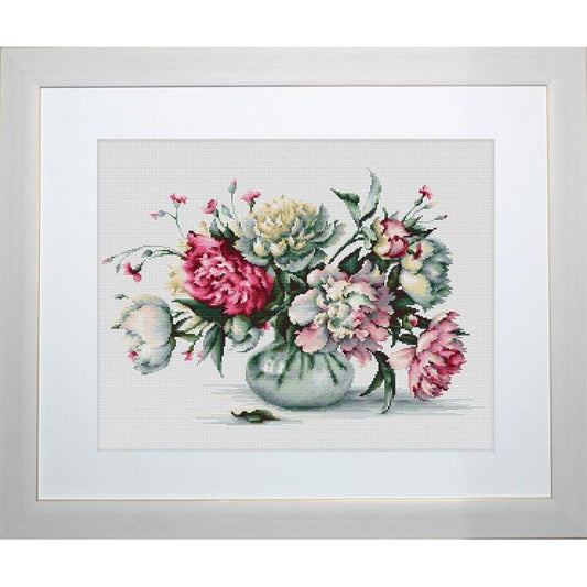 Counted Cross stitch kit Peonies by the window Luca-S DIY Unprinted canvas - DIY-craftkits